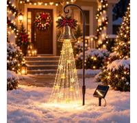 Snowman Magic Fountain Flowing Snowflake Solar Garden Light, Outdoor Christmas Decorations With Cascading Snowflake And Star Effect, Led Snowman Stake Light For Garden, Pathway, Porch Decor，Bell