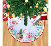 Snowman Merry Christmas Tree Skirt, 36Inch Base Cover, Xmas Tree Decorations