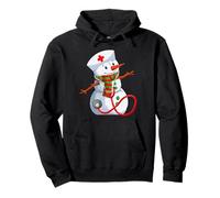 Snowman Nurse Christmas Stethoscope Nursing Scrub Tops Xmas Pullover Hoodie