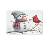 Snowman on A Branch Red Bird Tin Metal Signs Wall Art Decorations for Bar Pub Club Cafe Room Farmhouse White 20x30cm