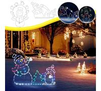 (snowman, One size) Fun Animated Snowball Fight Active Light String Frame Christmas Decoration Garden Glowing Decorative Outdoor Sign