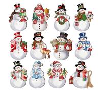 Snowman Ornaments for Small Tree - Hangable Snowman Decorations Crafts | Cute Wood Ornaments Pendant for Winter Home Birthday Party Wall Window Christmas Decoration