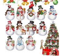 Snowman Ornaments for Small Tree - Party Hangable Snowman Decorations | Wood Ornaments Cute Decor for Christmas Tree Home Wall Window Birthday Party Holiday Season