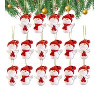 Snowman Ornaments, Wooden Figurines for Holiday Decor, 2d Design with Cute Style, Sturdy Material, Easy Display Feature, Decoration Tool, Winter Accessory for Home, Table, Mantel 16 Piece