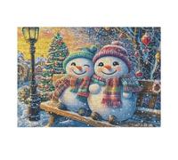 Snowman Pair Forest Wildlife Wild Nature Rural 300 Piece Jigsaw Puzzle for All Ages Jigsaw Parent Child Quality Time Vibrant Puzzle Ideal Festival Gift Stylish Home Decor 300 PCS