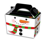 SNOWMAN PARTY BOXES - PACK OF 10 - Children/Kids Party Boxes Carry Food Meal Fun Picnic Birthday Wedding Favour / Baby Shower Party Box Loot Bag