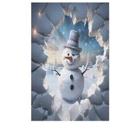 Snowman Pattern Jigsaw Puzzles for Adults 1000 Piece for Kids Woodenboard Puzzle Family Decoration (78×53cm)