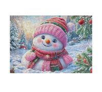 Snowman Pink Knit Hat 300 Piece Complete Jigsaw Puzzle Set Teens Beginners Educational Challenge Puzzle Fans Group Play Anniversary Creativity & Gift Giving 300 PCS