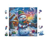 Snowman Playing Violin 100 Piece Jigsaw Puzzle For Men Educational Decompression Adults Anxiety Memory Care Mothers Valentines Gift Sturdy Paperboard 28x28cm