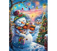 Snowman Playing Violin 1000 Pieces Jigsaw Puzzles Accompany Fairy Tale Animal For Men Educational Decompression Adults Anxiety Memory Care Mothers Valentines Cardboard 1000 PCS