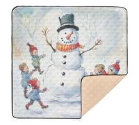 Snowman Playing with The Children Large Non-Slip Thick Play mat for Baby for Floor Waterproof Foldable Playroom Activity Mat for Baby Toddler Infant, 50'' x 50''gimnasio para Bebes recien