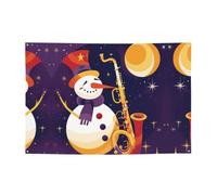 Snowman Plays Saxophone Banner Party Decor Backdrop Banner Birthday Party Photography Background Decorations 47 x 71 Inch Flag Indoor Outdoor Wall Decor Banner Party Supplies Favors