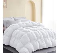 SNOWMAN Premium Down Comforter Cal King Size, Luxurious All Season Duvet Insert with Cotton Blended Fabric, 48oz Fill Weight Pinch Pleat Design Hotel Bedding Comforter (White,108"x98")