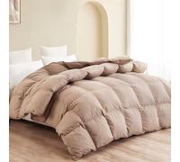 SNOWMAN Premium Down Comforter Palatial King Size, Luxurious All Season Duvet Insert with Cotton Blended Fabric, 53oz Fill Weight 3D Baffle Box Design Hotel Bedding Comforter (Khaki,120"x98")