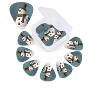 Snowman Print Guitar Picks 12 Pack with Guitar Organizer Storage Box Guitar Accessories Ukulele for Acoustic Guitar Bass Guitar Day Gift
