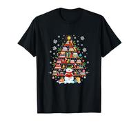 Snowman Reading Book Colorful Books Christmas Tree Bookworm T-Shirt