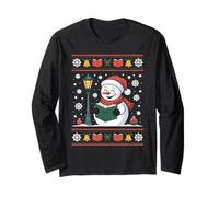 Snowman Reading Book Lover Ugly Christmas Sweater Xmas Long Sleeve T-Shirt