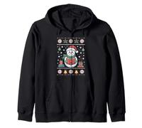 Snowman Reading Book Lover Ugly Christmas Sweater Xmas Zip Hoodie