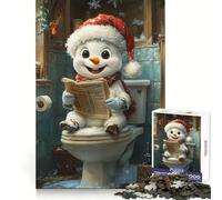 Snowman Reading on Toilet Jigsaw 1000 Pieces for Teenagers Strengthen Memory Relaxing Fun Smooth Edge Santa Wish List (50x75cm)