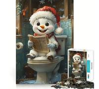 Snowman Reading on Toilet Jigsaw 1000 Pieces for Teenagers Strengthen Memory Relaxing Fun Smooth Edge Santa Wish List (50x75cm)
