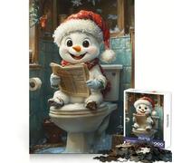 Snowman Reading on Toilet Jigsaw Puzzles for Teenagers 1000 Pieces Recall Boost Gentle Relax Smooth Cut Stylish Gift (38x26cm)