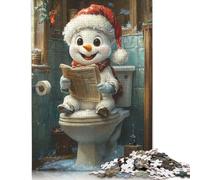Snowman Reading on Toilet Puzzle 500 Piece Adult Jigsaw Puzzle Puzzles Wooden Puzzles Jigsaw Puzzles for Adults 500pcs (52x38cm)