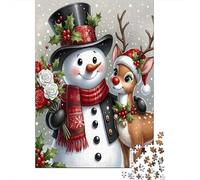 Snowman Reindeer Holly Jigsaw Puzzle, 1000 Pcs For Adults