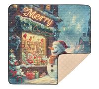 Snowman & Santa at Merry Christmas Store Large Non-Slip Baby Play Mat for Indoor Outdoor Washable Activity Gym Mat for Newborns Babies Infants Toddlers, 50'' x 50''