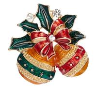 Snowman Santa Claus Tree Bell Enamel Pin for Women, Klein, Non-precious metal