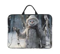 Snowman Saying Hello Patterned Laptop Sleeve Bag, 17 Inch Shockproof Laptop Sleeve, Slim Laptop Bag