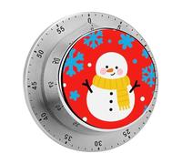 Snowman Scarf Art Kitchen Timer 60 Minute Visual Wind Up Timers Indoor Mechanical Timers with Magnetic Base Stainless Steel Timer for Home Cooking Time Management Tool