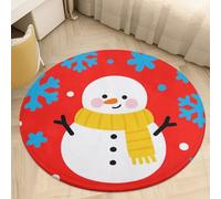 Snowman Scarf Art Round Area Rug - Non-Slip Circle Doormat for Entryway, Washable Low-Profile Throw Rugs for Living Room, Bedroom, Office, Kitchen, Stain Resistant Floor Mat 80 * 80cm