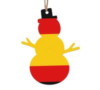 Snowman Shape Christmas Wooden Ornaments â€“ German flag Print Xmas Tree Hanging for Home, Office, Fireplace â€“ Holiday Party Decor
