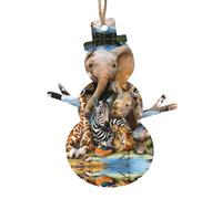 Snowman Shape Christmas Wooden Ornaments - African Animals Print Various Shapes for Xmas Tree, Home, and Office Decoration