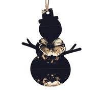 Snowman Shape Christmas Wooden Ornaments - butterfly wings Print Various Shapes for Xmas Tree, Home, and Office Decoration