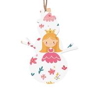 Snowman Shape Christmas Wooden Ornaments - Fairy tales in cartoons Print Festive Holiday Home & Office Decoration for Walls, Windows, Fireplace