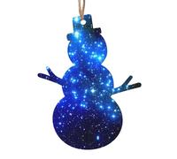 Snowman Shape Christmas Wooden Ornaments - Festive Xmas Tree Blue Shining Stars Print Hanging Decor - Perfect Home Decoration for Friends