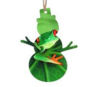 Snowman Shape Christmas Wooden Ornaments - Festive Xmas Tree Cute Frog Print Hanging Decor - Perfect Home Decoration for Friends