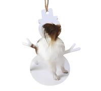 Snowman Shape Christmas Wooden Ornaments - Festive Xmas Tree White Papillon Print Hanging Decor - Perfect Home Decoration for Friends