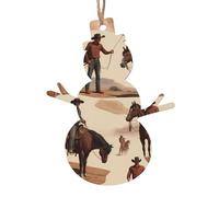 Snowman Shape Christmas Wooden Ornaments - People of the desert Print Festive Holiday Home & Office Decoration for Walls, Windows, Fireplace