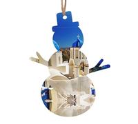 Snowman Shape Christmas Wooden Ornaments - Santorini Greek Island sea View Print Various Shapes for Xmas Tree, Home, and Office Decoration