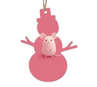 Snowman Shape Christmas Wooden Ornaments - The little mouse who made a mistake Print Festive Holiday Home & Office Decoration for Walls, Windows, Fireplace