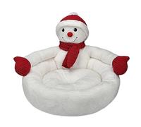 Snowman Shaped Cat Bed, Snowman Cat Nest with Hat and Christmas Scarf | Christmas Cat House Warm Winter Cartoon Snowman Pet House