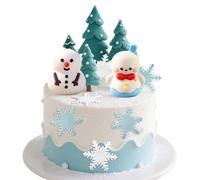 Snowman Snowflake Cake Toppers Winter Wonderland Cake Topper Picks for Christmas Theme Party Winter Wonderland for Baby Shower Birthday Party Supplies