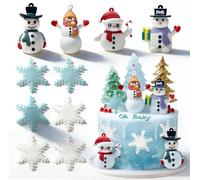 Snowman Snowflake Cake Toppers Winter Wonderland Cake Topper Picks for Christmas Theme Party Winter Wonderland for Baby Shower Birthday Party Supplies