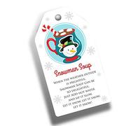 Snowman Soup Key Labels Tags for Funny Christmas Kids Activity and Schools, DIY Xmas Stocking fillers 250gsm (50)