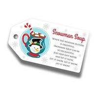 Snowman Soup Labels Tags for Funny Christmas Kids Activity and Schools, DIY Xmas Stocking fillers 250gsm (100)