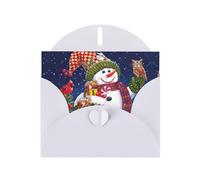Snowman Squirrel Owl Exquisite Pearl Paper Holiday Cards, Birthday Cards, Suitable For Christmas, Valentine'S Day, Wedding Anniversary And Party Invitation Cards.