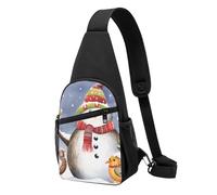 Snowman Squirrel Owl Printed Sling Backpacks Casual Crossbody Shoulder Bag Chest Pack for Men Women