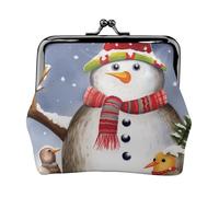 Snowman Squirrel Owl Prints Coin Purse Kiss Lock Pu Leather Mini Pouch Wallet Change Bag for Women Girls Kids